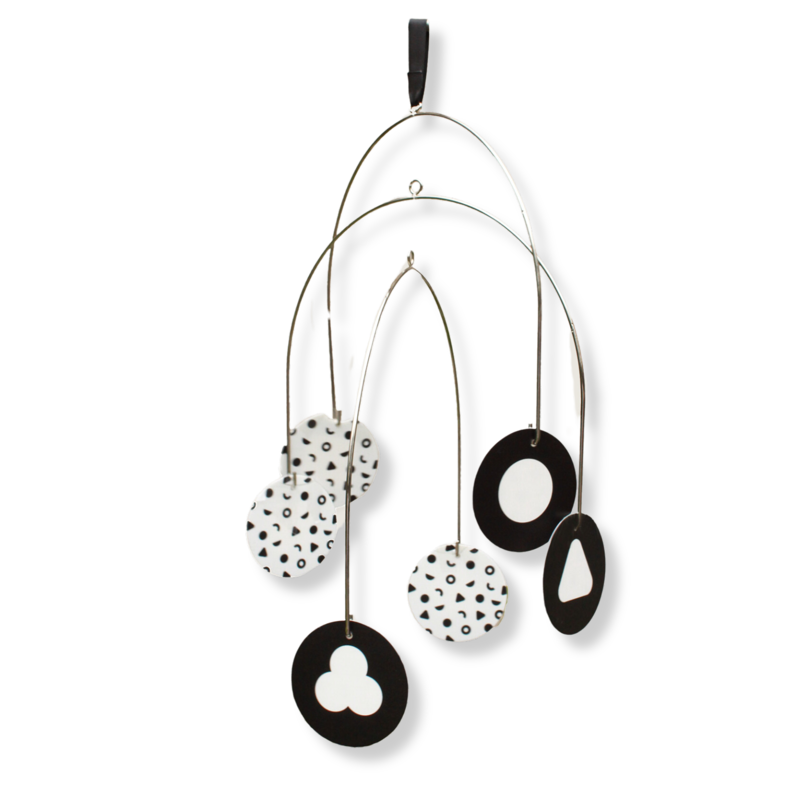 black and white mobile from the Newborn developmental toy box subscription Little Dreamer Box from Little Bloomer